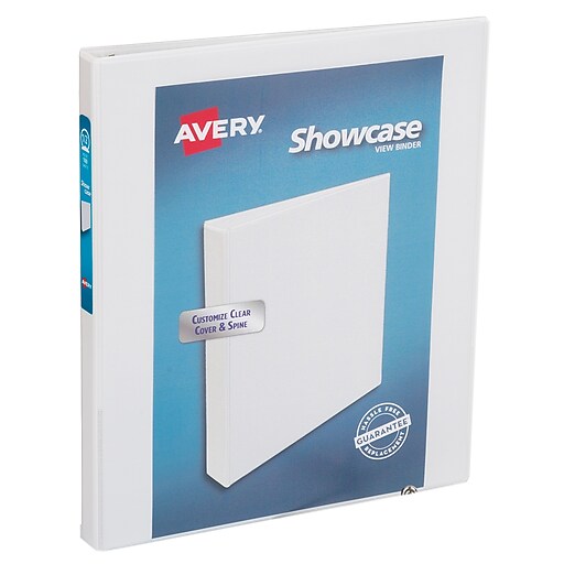 Avery Showcase Economy 1/2" 3Ring View Binders, Slant Ring, White
