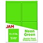 JAM Paper Shipping Labels, 4" x 5", Neon Green, 4 Labels/Sheet, 30 Sheets/Pack (354329156)~#|#~sp90640108_sc7