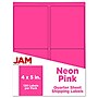 JAM Paper Laser/Inkjet Shipping  Labels, 4" x 5", Neon Pink, 4 Labels/Sheet, 30 Sheets/Pack (354329165)~#|#~sp90640111_sc7