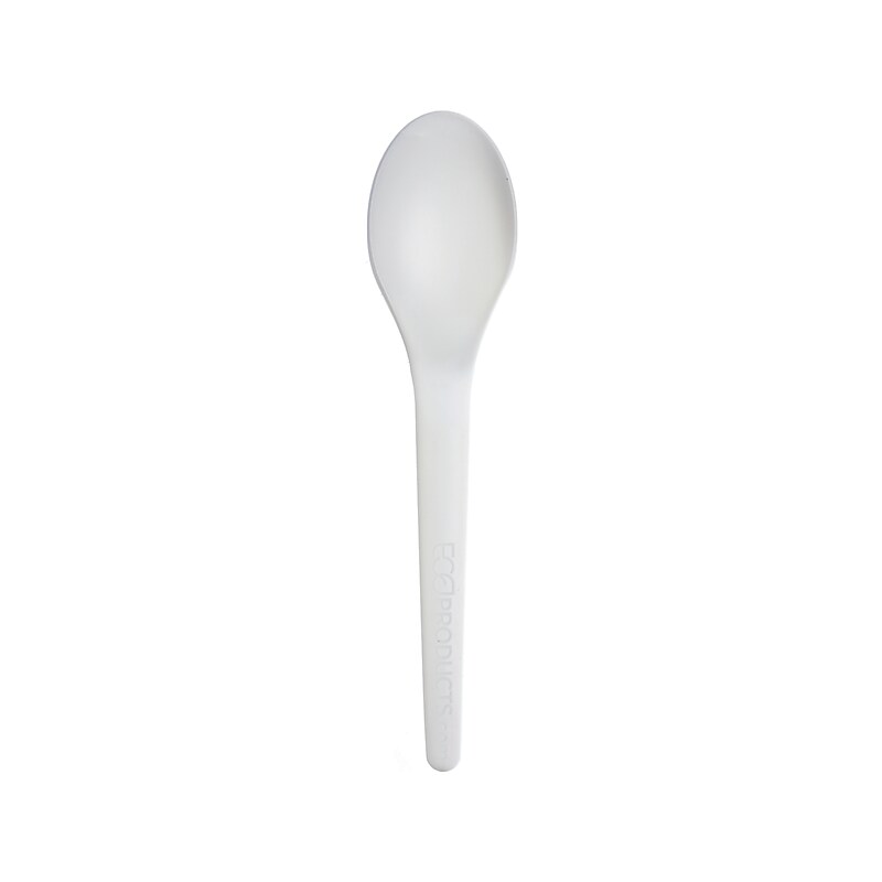 Eco-Products Plantware Crystallized Polylactide Tea Spoons, Medium-Weight, White, 1000/Carton (EP-S013) image 1
