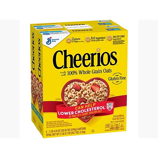 Cheerios Whole Grains Oats Cereal, 20.35 oz., 2/Carton (GEM43509) Staples