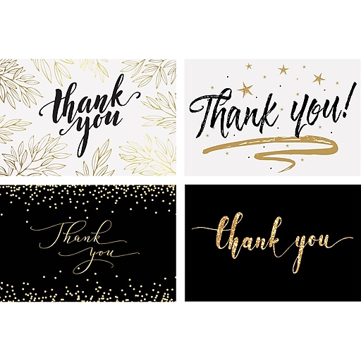 Better Office Thank You Cards with Envelopes, 4" x 6", Black/Gold, 100/Pack (64520) at Staples
