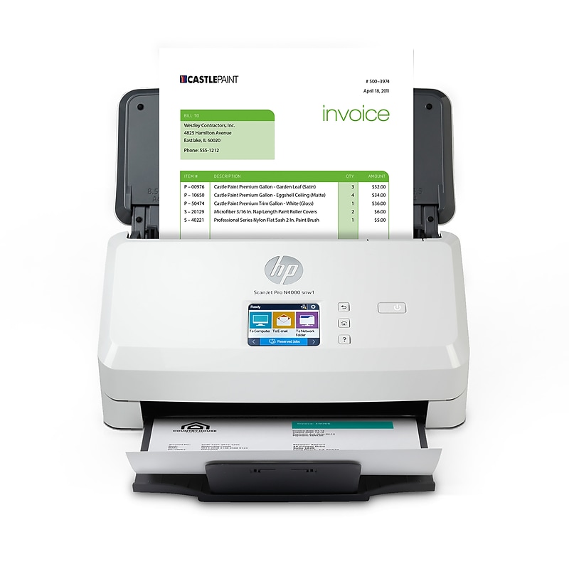 HP Scanjet Pro N4000 Snw1 Duplex Desktop Document Scanner, White (6FW08A#BGJ) image 1