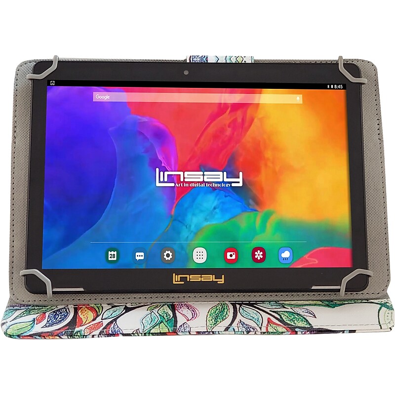 Linsay 10.1" Tablet with Tree Marble Case, 2GB RAM, 64GB Storage, Android 13, Black (F10IPCMT) image 1
