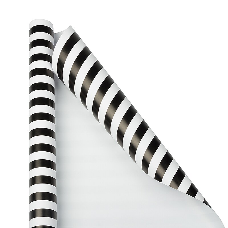 JAM Paper Wrapping Paper, 25 Sq. ft. x 30", Black & White Stripes (226531182) image 1