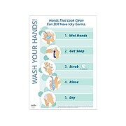 ComplyRight 5 Steps for Washing Hands Personal Protection Poster, Blue/White (N0109)
