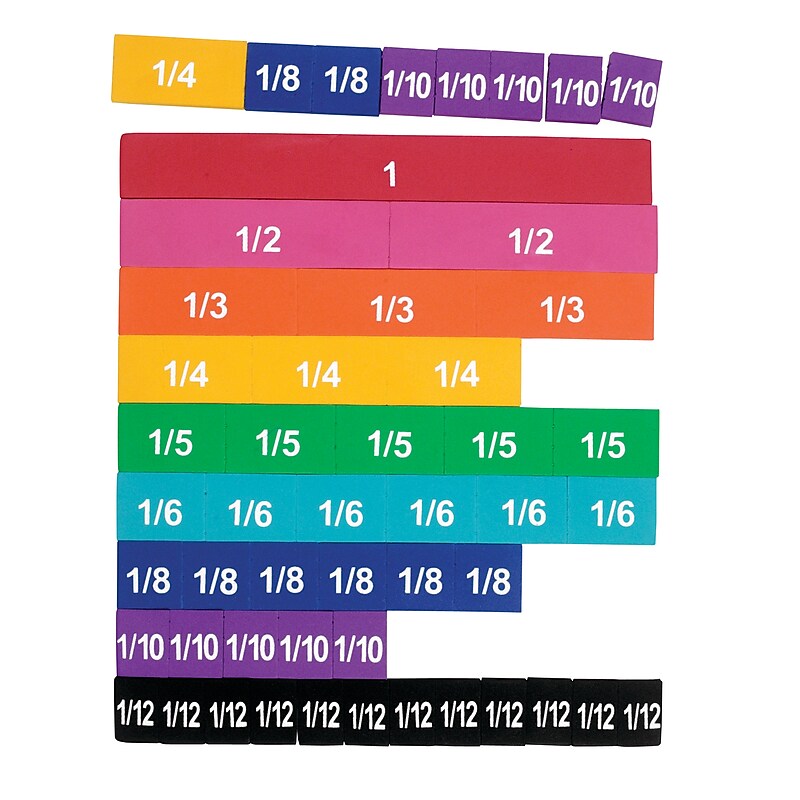 Learning Resources Soft Foam Magnetic Rainbow Fraction Tiles, Set of 51 (LER0611) image 1