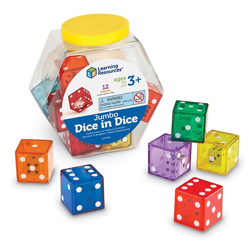 Learning Resources Jumbo Dice in Dice Jumbo Size Set, 12 Pieces (LER7699) image 1