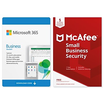 Microsoft 365 Business Standard McAfee Small Business Security Bundle for Windows/Mac (1 User) [Download]