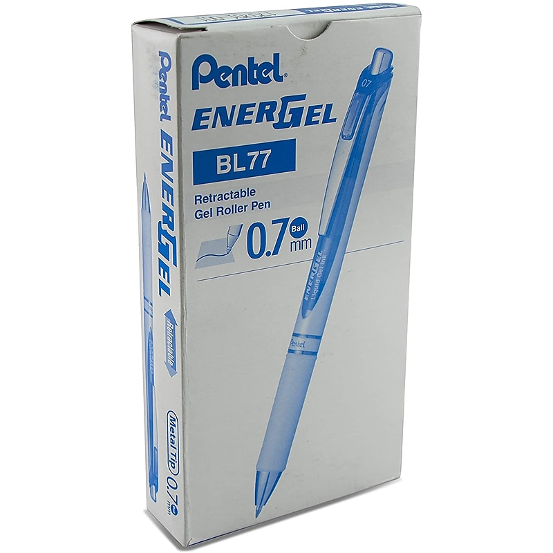 Pentel EnerGel RTX Retractable Gel Pens, Medium Point, Blue Ink, 12/Pack (BL77PW-C) image 1