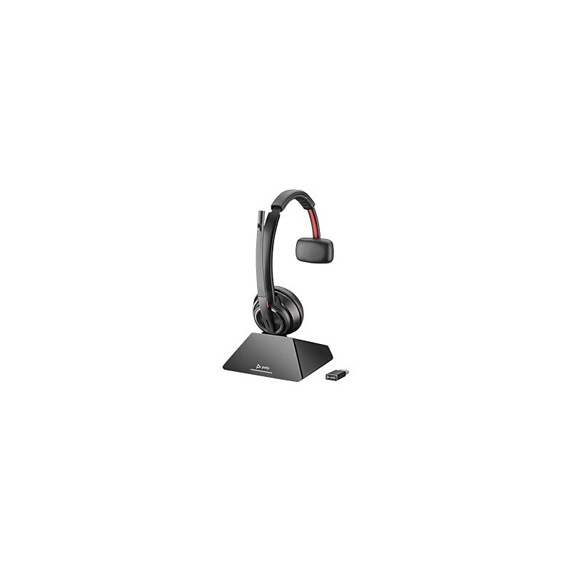 Poly Savi 8210 UC Wireless Mono Computer Headset, Over-the-Head, Black (77T31AA#ABA) image 1