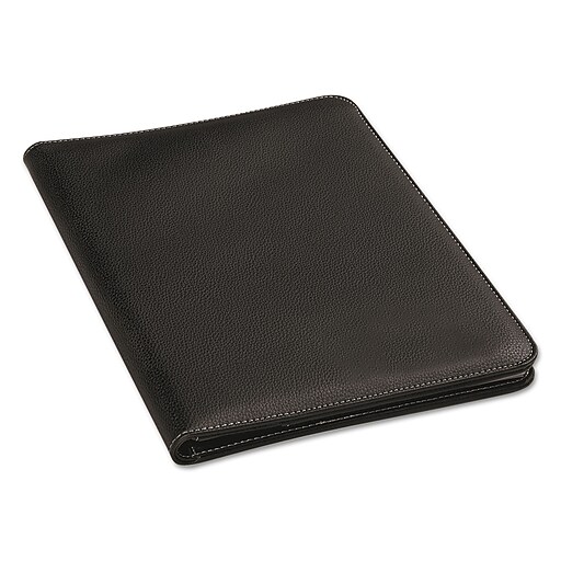 Universal LeatherLook Pad Folio Leather Padfolio, Black (UNV32660