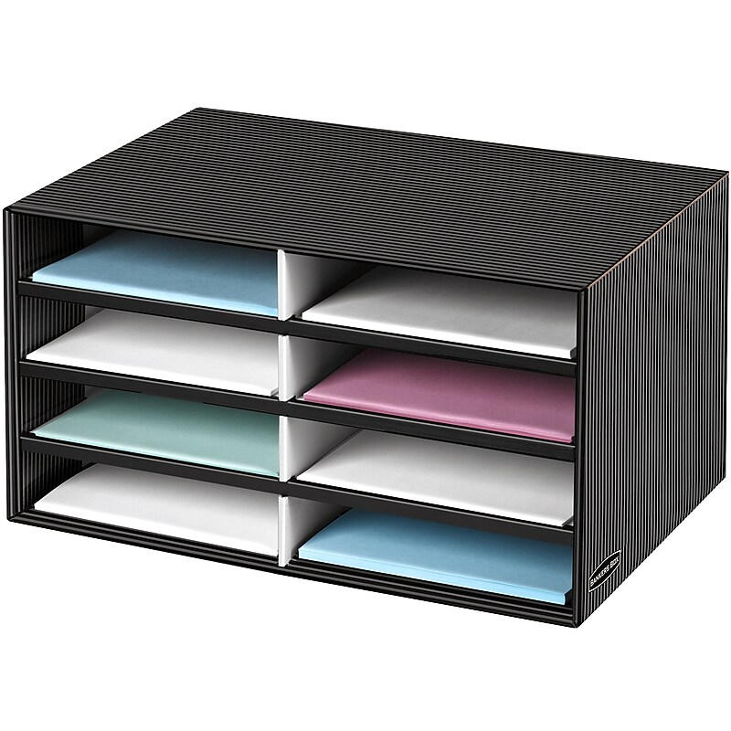 Fellowes Bankers Box 8-Compartment Literature Organizer, Black, (6170301) image 1