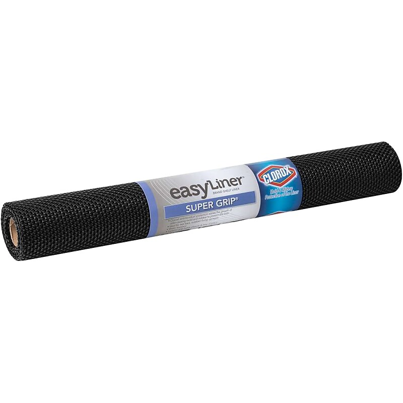 Duck Super Grip EasyLiner with Clorox Plastic Shelf Liner, 20", Black (284150) image 1