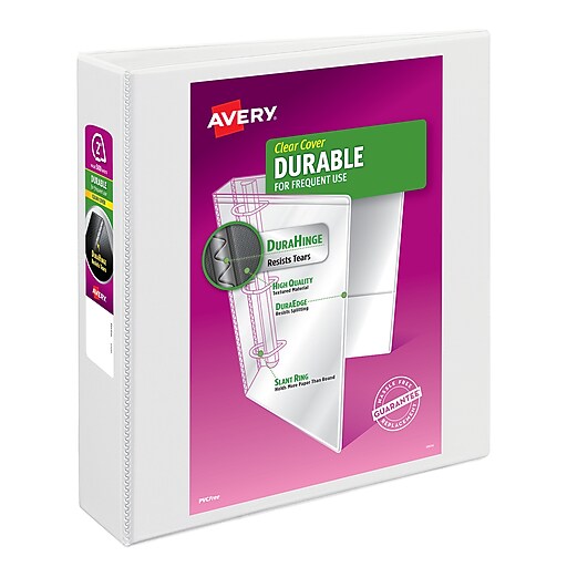 Avery Durable 2" 3Ring View Binders, DRing, White (09501) Staples
