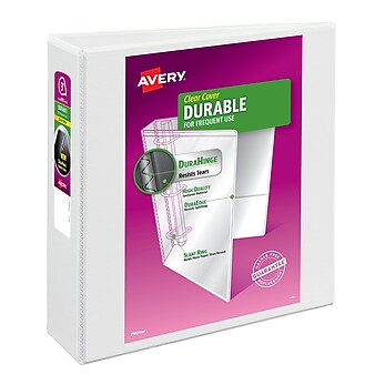 Avery Durable Standard 3" 3-Ring View Binder, White (09701)