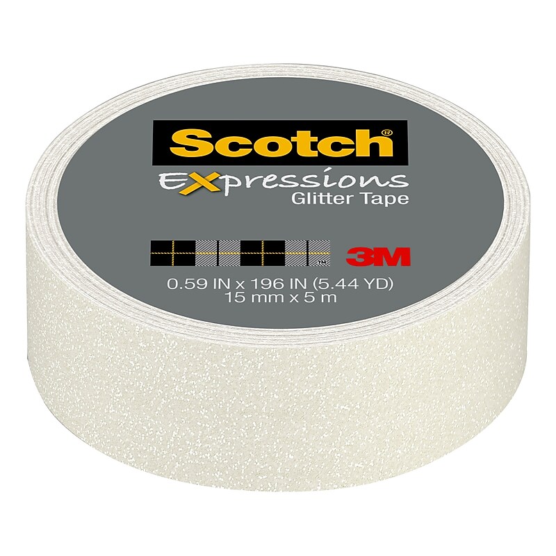 Scotch® Expressions Glitter Tape, .59" 196", White Glitter (C514-WHT) image 1