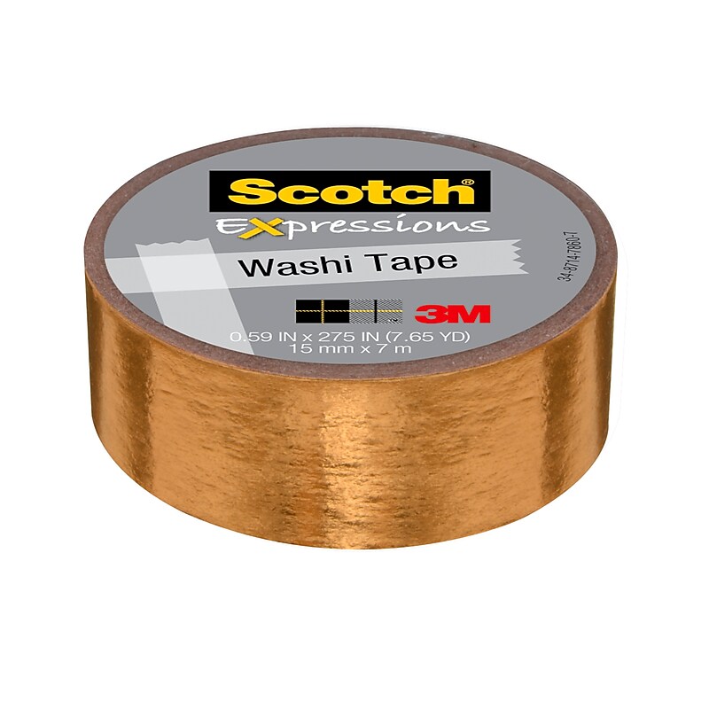 Scotch® Expressions Washi Tape, .59" x 275" Gold Foil (C614-GLD) image 1