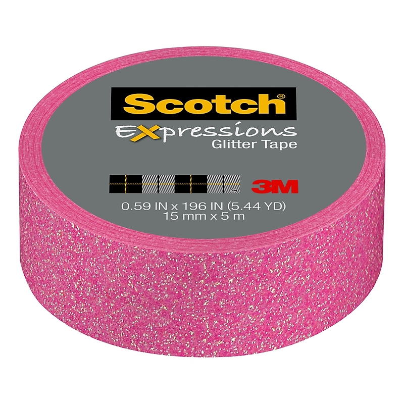 Scotch® Expressions Glitter Tape, .59" 196", Pastel Pink Glitter (C514-PNK2) image 1