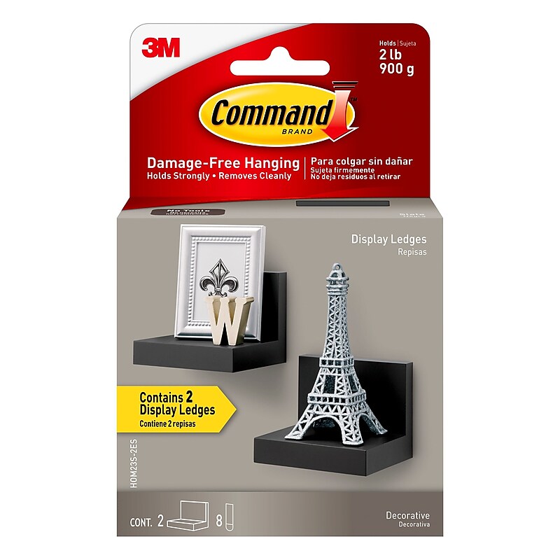 Command Display Ledges, 2 lb., Slate, 2 display ledges, 8 medium strips (HOM23S-2ES) image 1