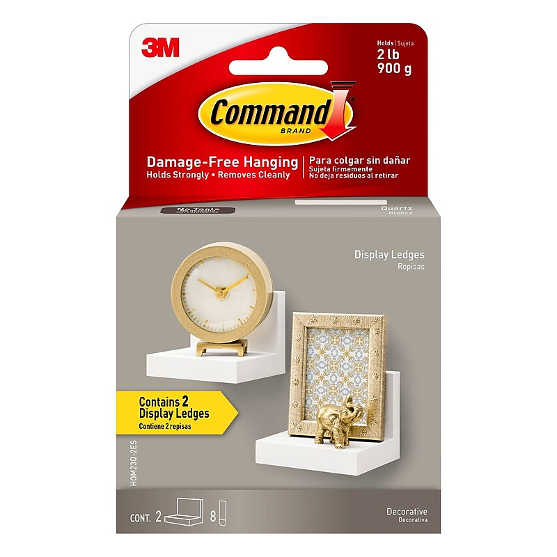 Command Display Ledges, 2 lb., Quartz, 2 display ledges, 8 medium strips (HOM23Q-2ES) image 1