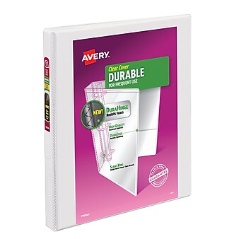 Avery Durable Standard 1/2" 3-Ring View Binder, White (17002)