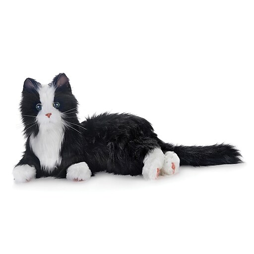 Joy For All Companion Black and White Tuxedo Pet Cat with 5