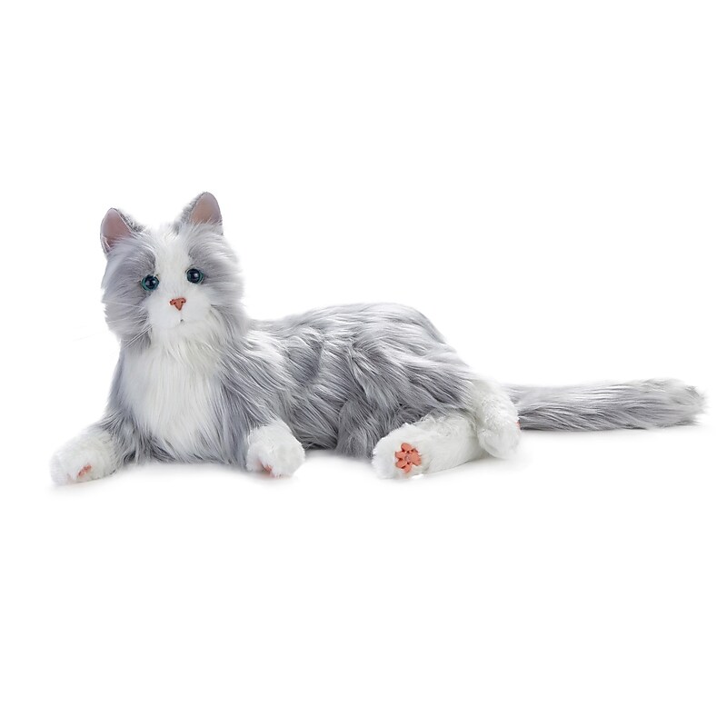 Joy For All Companion Silver with White Mittens Pet Cat with 5 Languages on Box (A75945L00) image 1