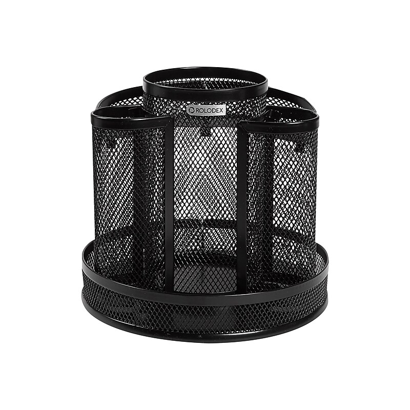 Rolodex 8-Compartment Wire Mesh Rotating Organizer, Black (1773083) image 1