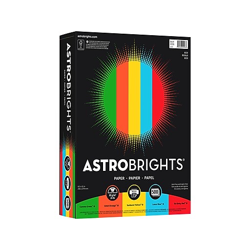 Astrobrights Colored Paper, 24 lbs., 8.5" x 11", Assorted Eco Colors