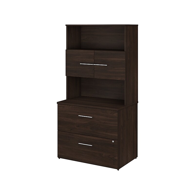 Bush Business Furniture Office 500 2-Drawer Lateral File Cabinet with Hutch, Letter/Legal, Black Walnut, 35.67" (OF5007BWSU) image 1