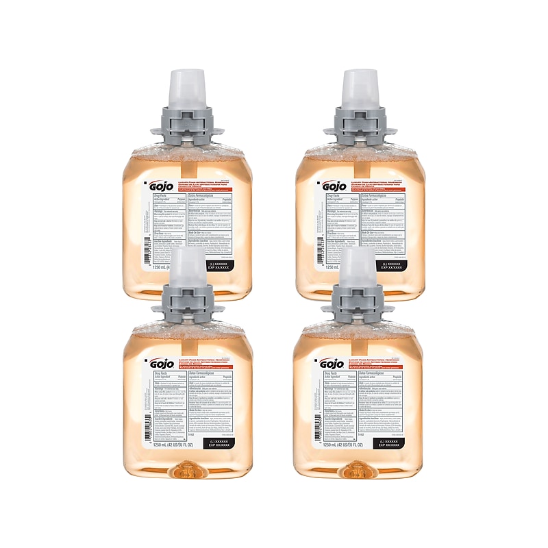GOJO Luxury Antibacterial Foaming Hand Soap Refill for FMX12 Dispenser, Fresh Fruit Scent, 1250 ml., 4/Carton (5162-04) image 1