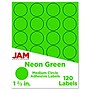 JAM Paper Round Label Sticker Seals, 1 2/3" Diameter, Neon Green, 24 Labels/Sheet, 5 Sheets/Pack (354329583)~#|#~sp92281094_sc7