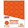 JAM Paper Circle Round Label Sticker Seals, 1 2/3" Diameter, Orange, 24 Labels/Sheet, 5 Sheets/Pack (147627053)~#|#~sp92281098_sc7