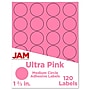 JAM Paper Circle Round Label Seals, 1 2/3" Diameter, Ultra Pink, 24 Labels/Sheet, 5 Sheets/Pack (147627062)~#|#~sp92281154_sc7