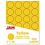 JAM Paper Circle Round Label Sticker Seals, 1 2/3 Inch Diameter, Yellow, 24 Labels/Sheet, 5 Sheets/Pack (147627067)~#|#~sp92281159_sc7