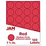 JAM Paper Circle Round Label Sticker Seals, 1" Diameter, Red, 24 Labels/Sheet, 5 Sheets/Pack (3147612194)~#|#~sp92281301_sc7