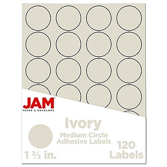 JAM Paper Circle Round Label Sticker Seals, 1 2/3 Inch Diameter, Ivory, 120/Pack (147627045)