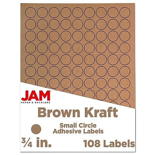 JAM Paper Circle Round Label Sticker Seals, 0.75 Inch Diameter, Brown