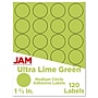 JAM Paper Round Label Seals, 1 2/3" Diameter, Ultra Lime Green, 24 Labels/Sheet, 5 Sheets/Pack (147627049)~#|#~sp92281323_sc7