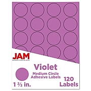 JAM Paper Circle Round Label Sticker Seals, 1 2/3 Inch Diameter, Violet Purple, 120/Pack (147627058)