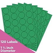 JAM Paper Circle Round Label Sticker Seals, 1 2/3 Inch Diameter, Green, 120/Pack (147627041)