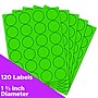 JAM Paper Round Label Sticker Seals, 1 2/3" Diameter, Neon Green, 24 Labels/Sheet, 5 Sheets/Pack (354329583)~#|#~sp92281376_sc7