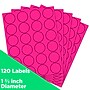 JAM Paper Round Label Sticker Seals, 1 2/3" Diameter, Neon Pink, 24 Labels/Sheet, 5 Sheets/Pack (354329581)~#|#~sp92281380_sc7
