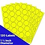 JAM Paper Round Label Sticker Seals, 1 2/3" Diameter, Neon Yellow, 24 Labels/Sheet, 5 Sheets/Pack (354329582)~#|#~sp92281385_sc7