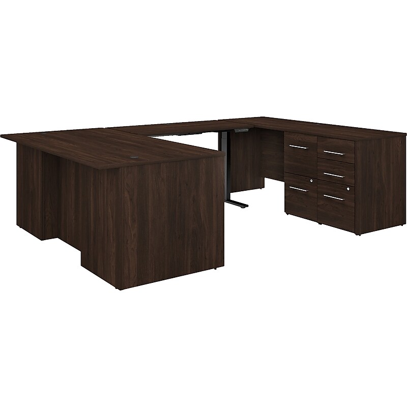 Bush Business Furniture Office 500 72"W Adjustable U-Shaped Executive Desk with Drawers, Black Walnut (OF5005BWSU) image 1
