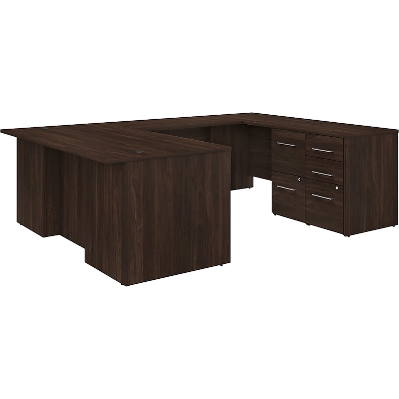 Bush Business Furniture Office 500 72"W U Shaped Executive Desk with Drawers, Black Walnut (OF5002BWSU) image 1