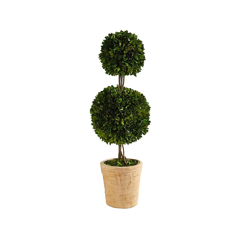 Nearly Natural Boxwood Double Ball Topiary in Pot (T1001) image 1