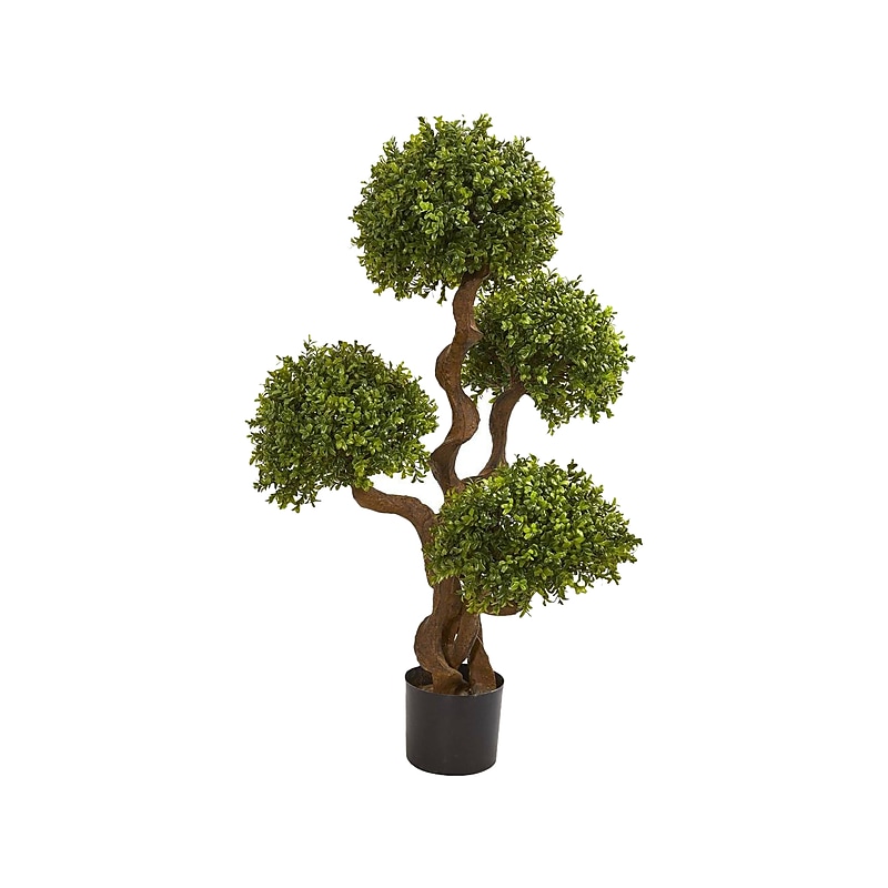 Nearly Natural Boxwood Topiary Tree in Pot (9159) image 1