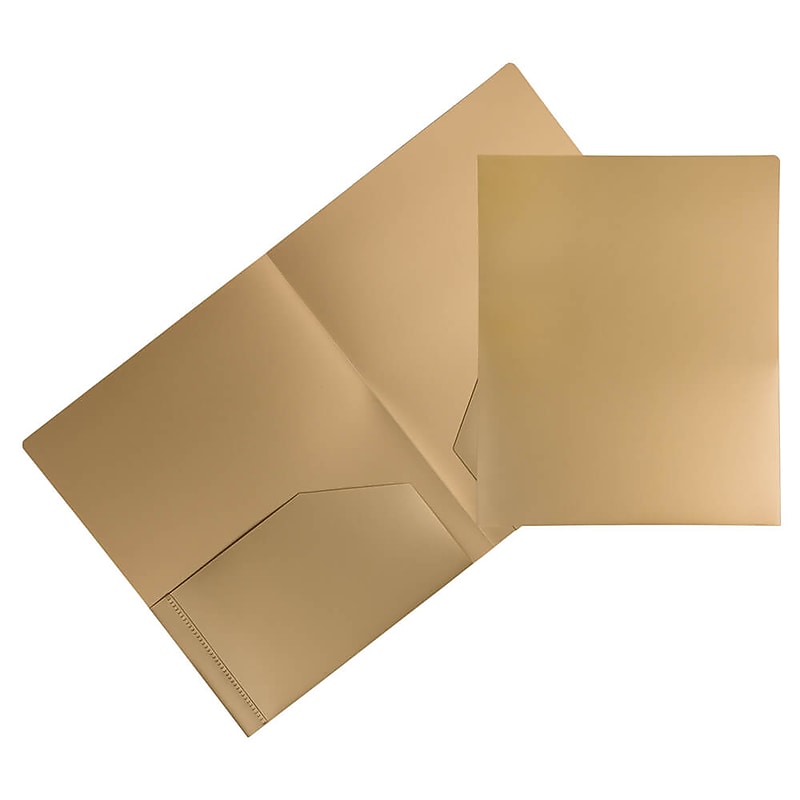 JAM Paper Heavy Duty 2-Pocket Folders, Gold, 6/Pack (383HHGOA) image 1